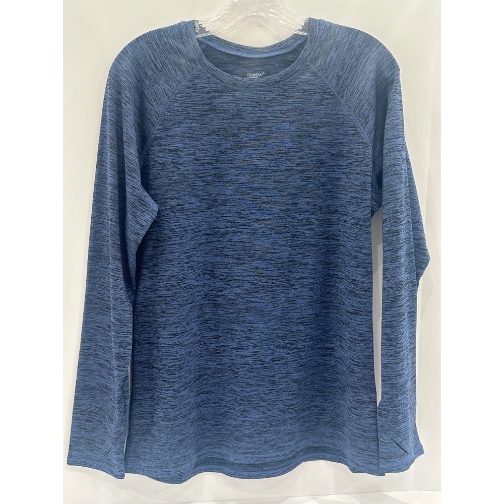 ClimateRight by Cuddl Duds Blue Space Dye Long Sleeve Thumbhole Top Large